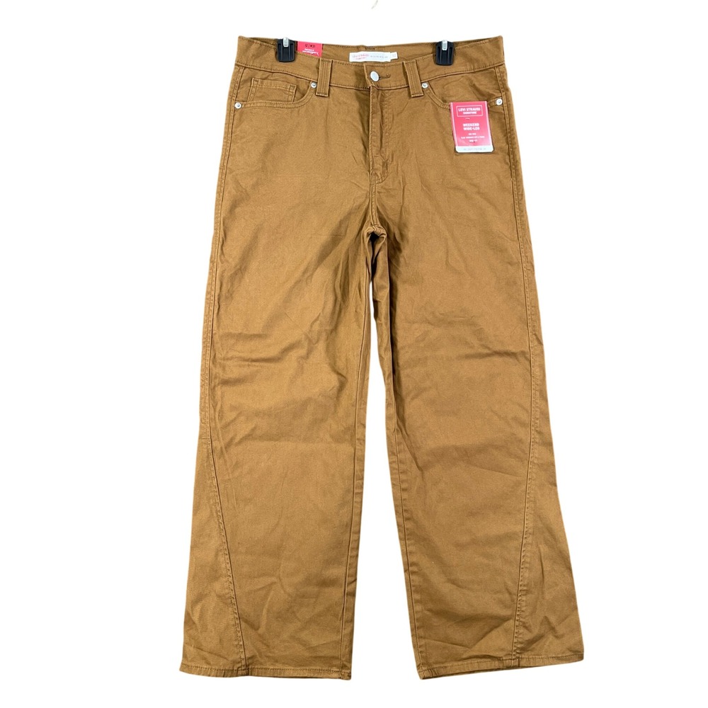 Y2K Levi Strauss Signature Weekend Wide Leg Pants Womens 12 Brown Stretch Twill